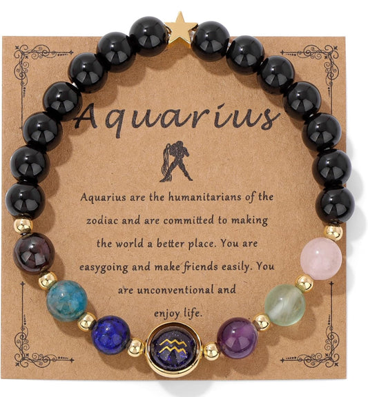 Aquarius Zodiac Crystal Bracelet