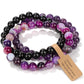 3 Piece Purple Agate Healing Crystal Bracelet Set