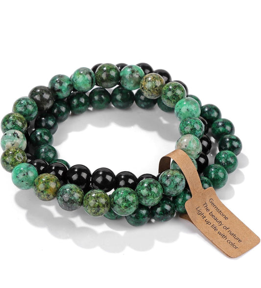 3 Piece African Turquoise Healing Crystal Bracelet Set