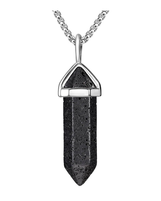 Black Lava Rock Energy Crystal Necklace