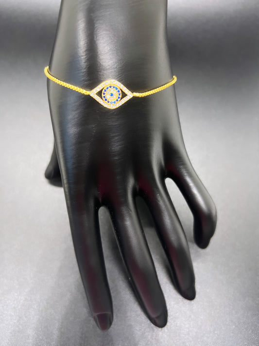 Gold & Blue “Evil Eye” Protection Bracelet