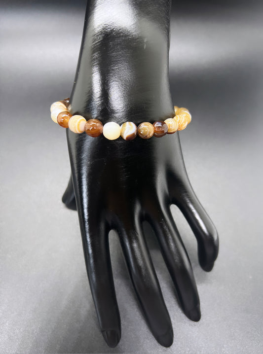 Brown Lace Agate Crystal Bracelet